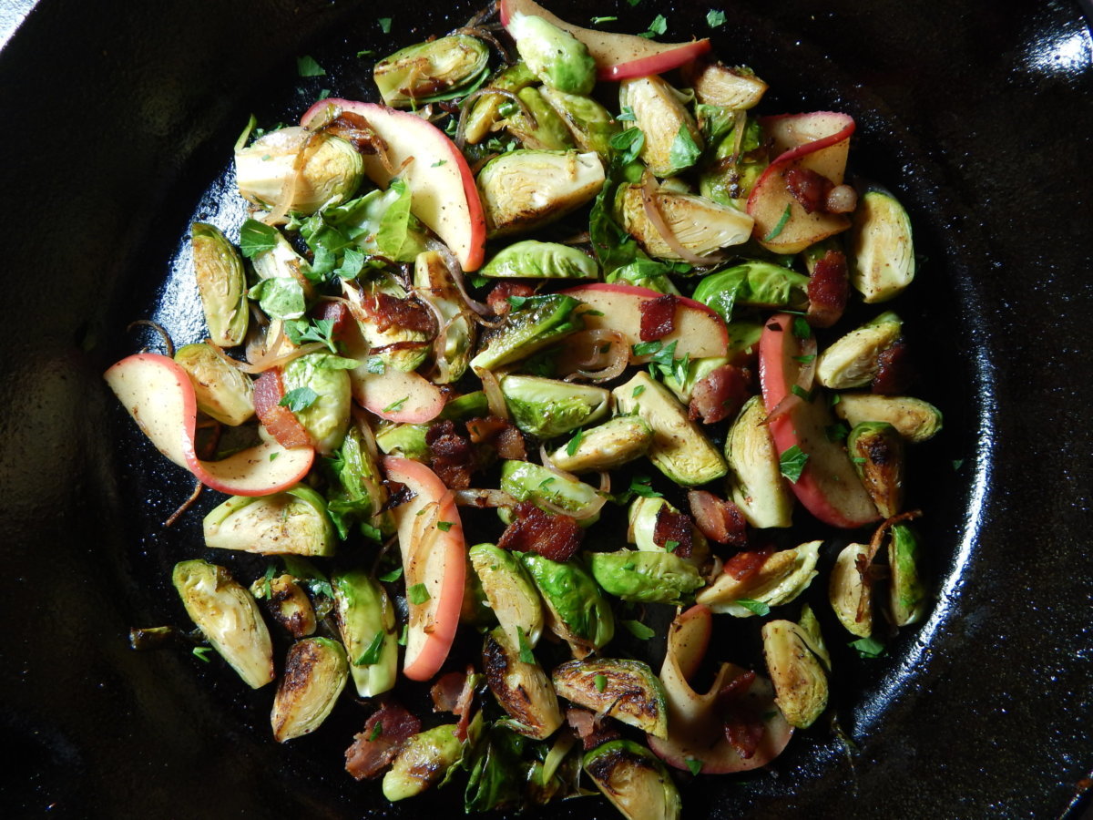 Warm Bacon and Apple Brussels Sprouts