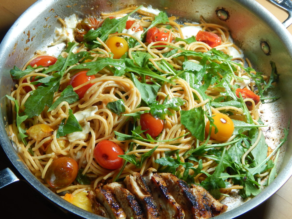 Fresh Tomato Pasta with Fennel Seed Crusted Chicken Allene Arnold, FNTP