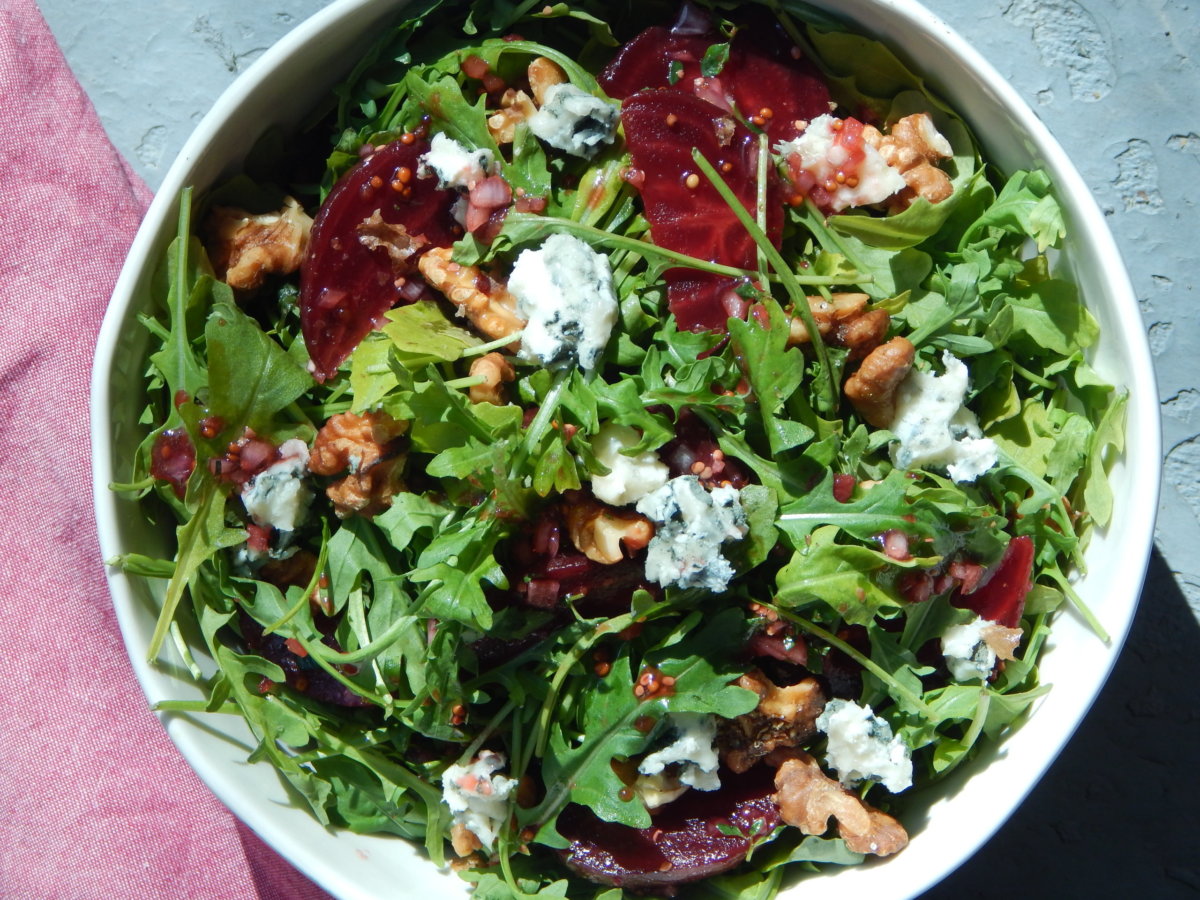 Marinated Beet Salad with Roquefort and Spiced Walnuts