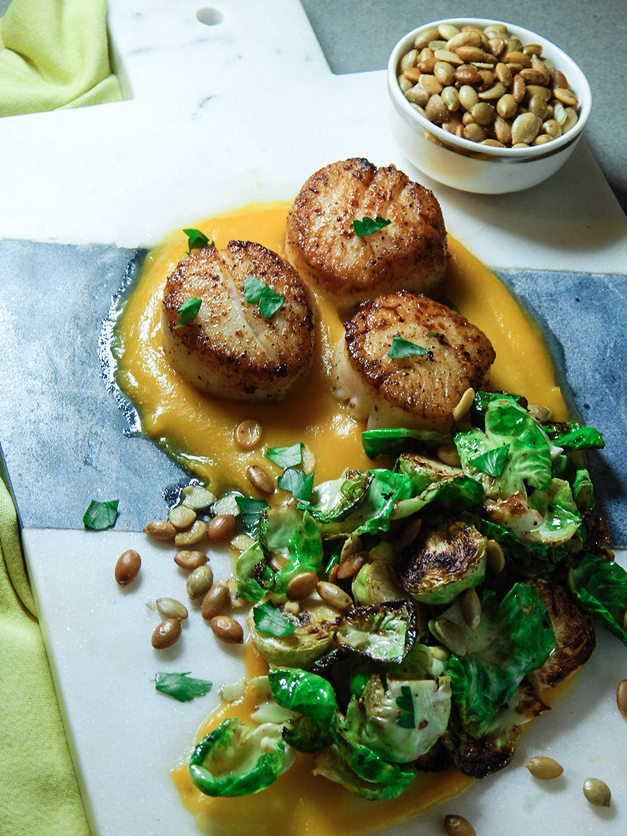 Scallops and Brussels Sprouts Dinner