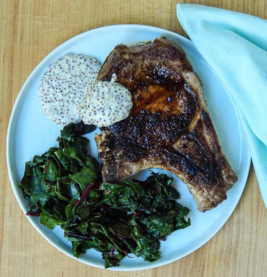 Pan-Seared Pork Chops with Swiss Chard