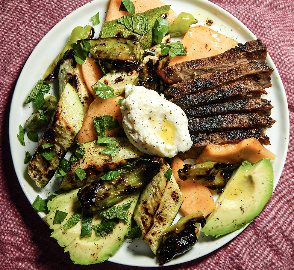 Grilled Steak, Shishito and Zucchini Salad