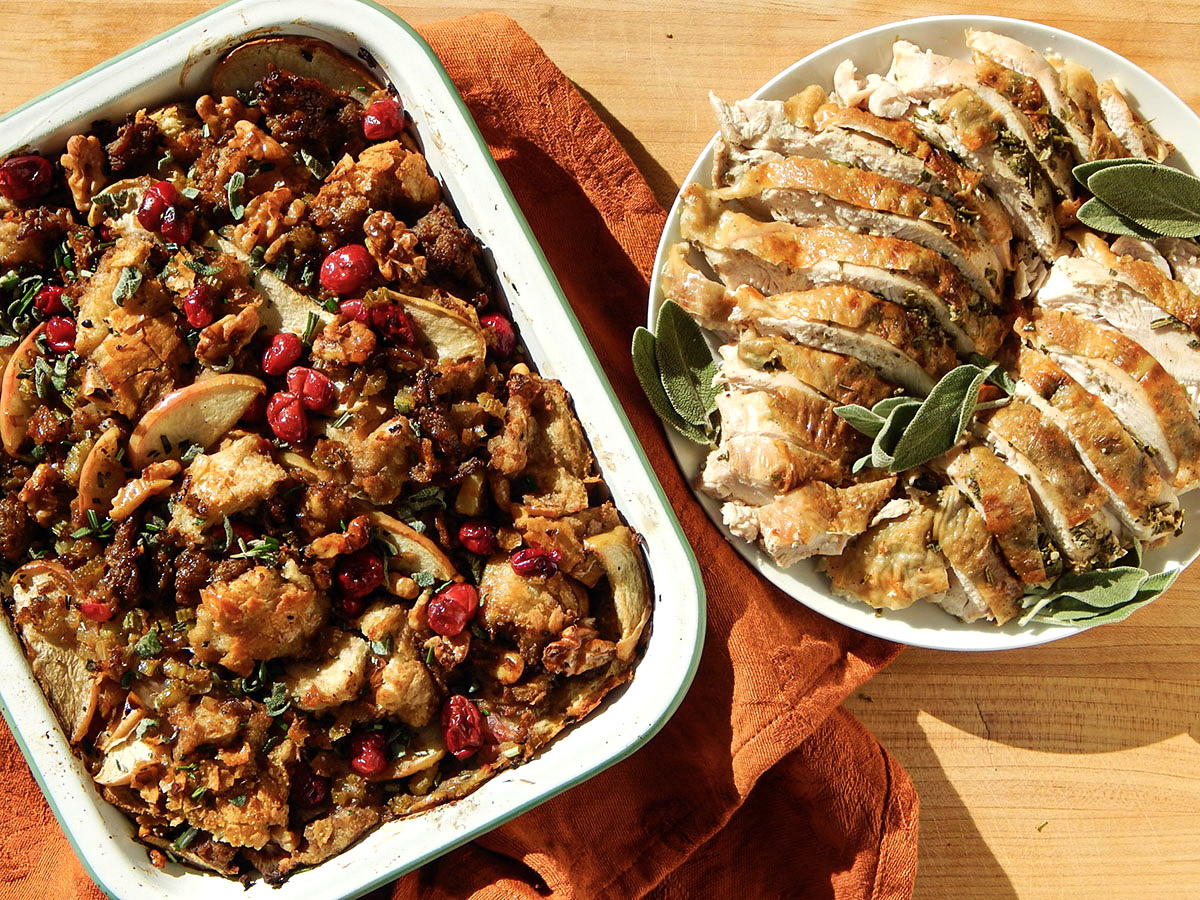 Cranberry-Apple Dressing and Herb Butter Turkey